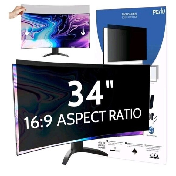 34” Widescreen Privacy Filter for 21:9 Monitor, Anti Glare Blue Light Shield - Picture 1 of 6